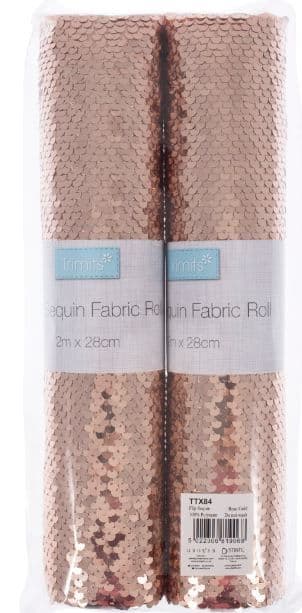 TTX84 Fabric Rolls: Flip Sequin: 2m x 28cm: Rose Gold