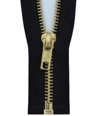 Z02 BRASS TEETH OPEN END ZIPS BLACK ONLY