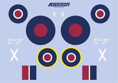 Grumman Hellcat F6F-5N Royal Navy Night Fighter conversion with Decals for KD127 for 1/24 Airfix kit