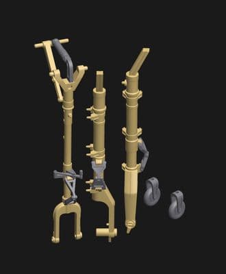 Kyushu J7W1 Shinden brass undercarriage set for the 1/32 Zoukei Mura kit