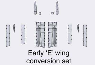 Supermarine Spitfire Mk. IX E wing EARLY conversion set for 1/24 Airfix kit