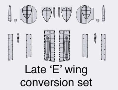 Supermarine Spitfire Mk. IX E wing LATE conversion set for 1/24 Airfix kit