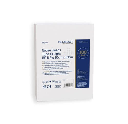 Blue Dot 10cm x 10cm Non-Sterile Gauze Swabs 100PK