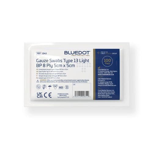 Blue Dot Non-Sterile Gauze Swabs 5cm x 5cm (100 Pack)