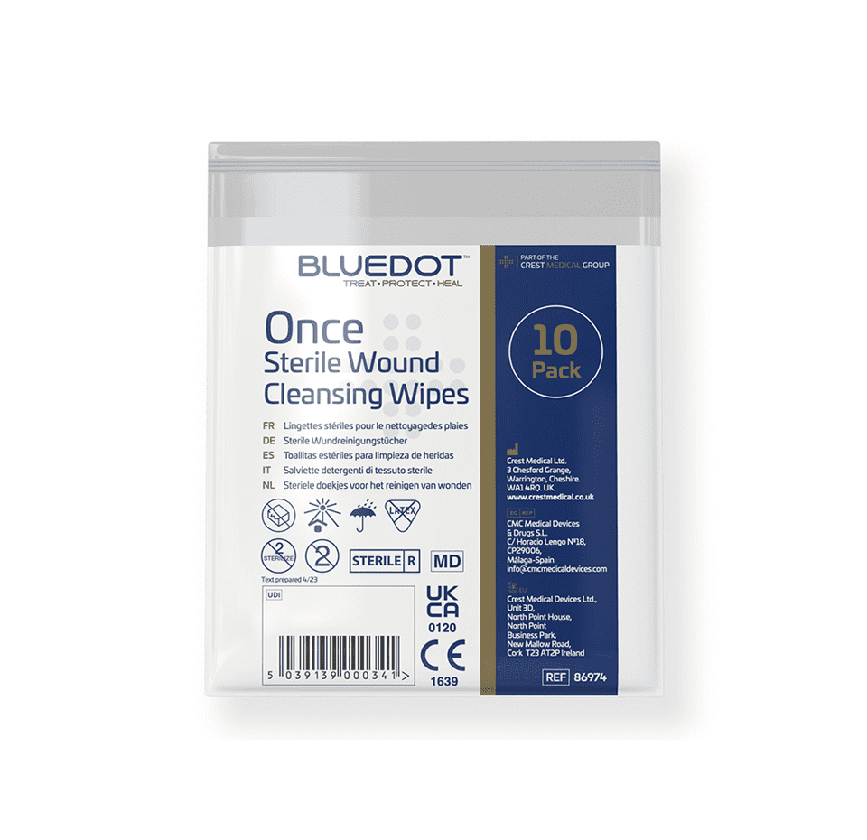 Blue Dot Once Sterile Saline Wipes (Bag 10)
