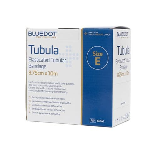Blue Dot Size E Tubular Bandage 8.75cm x 10m