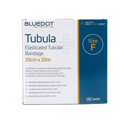 Blue Dot Size F Tubular Bandage 10cm x 10m