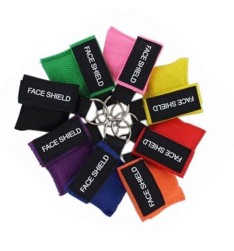 Faceshield With Valve In Keyring Pouch - Red