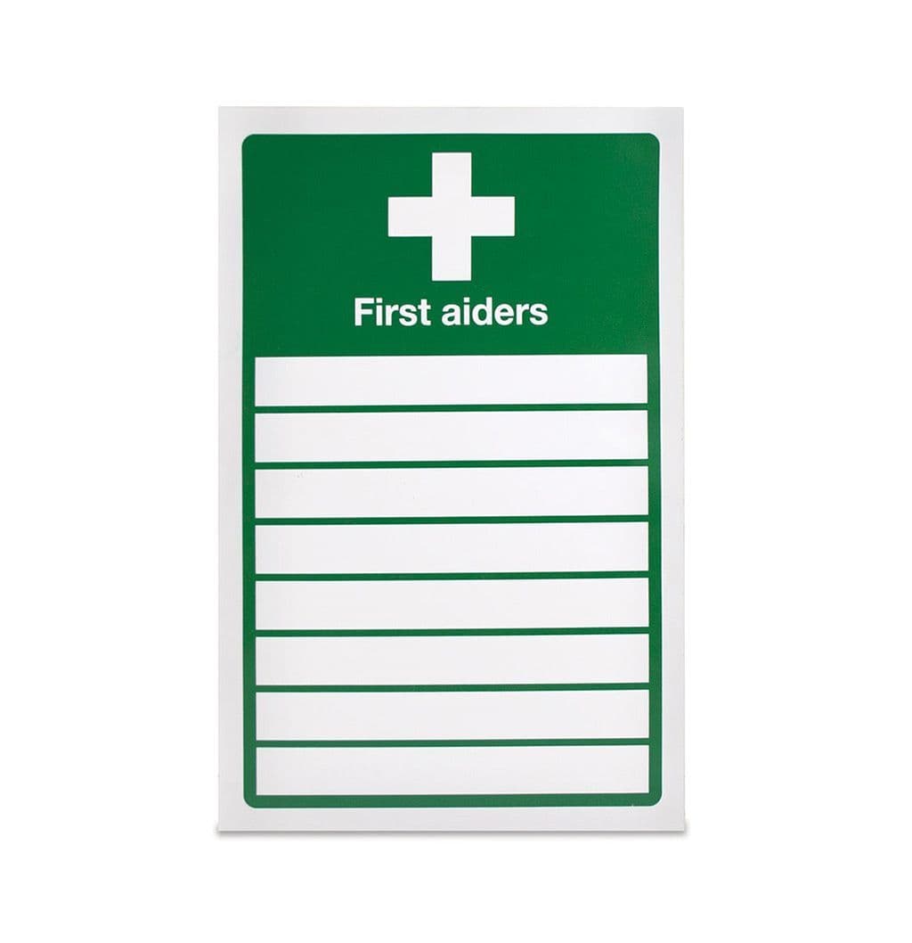 First Aiders Sign Example List of First Aiders Sign Rigid