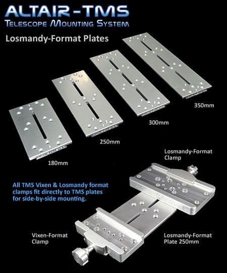 Altair TMS Losmandy Dovetail Plate 180mm 250mm 300mm 350mm Silver