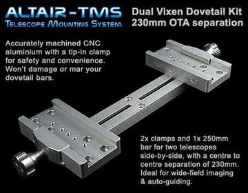 Altair TMS - Vixen-type Dual Mounting Bar 230mm OTA Separation Silver