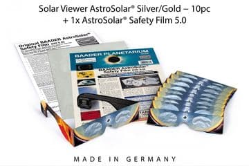 Baader SET: 10pc Solar Viewer AstroSolar® Silver/Gold and 1x AstroSolar Safety Film 20x29 cm