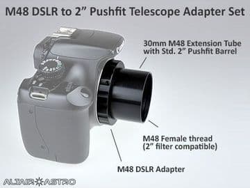 DSLR to 2" Pushfit Telescope Adapter Set M48 Canon EOS