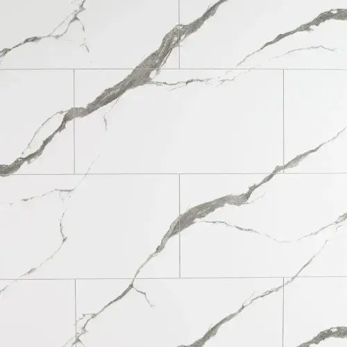 AquaGen White Marble Tiled Single Panel - 1200mm x 2400mm - Waterproof Wall Panel