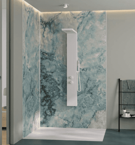Kinewall Blue Grey Marble 1250mm x 2500mm Shower Wall Panel