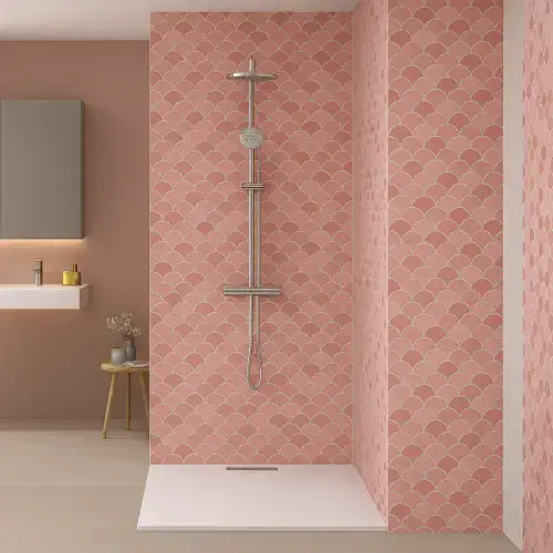 Kinewall Terracotta Scalloped Edge 1250mm x 2500mm Shower Wall Panel