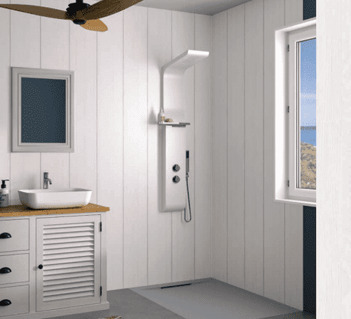 Kinewall White Cladding 1250mm x 2500mm Shower Wall Panel