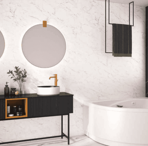 Kinewall White Marble 1250mm x 2500mm Shower Wall Panel