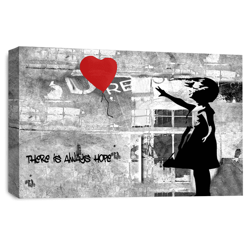 Banksy Balloon Girl Wall Art Print Red Heart Framed Graffiti Canvas Picture Ready to Hang