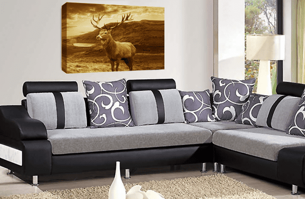 Highland Stag Wall Art Scottish Animal Canvas Picture Print Brown Sepia
