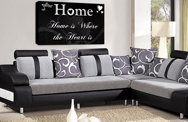 Home Love Wall Art Print Black White Quote Framed Canvas Picture Ready to Hang