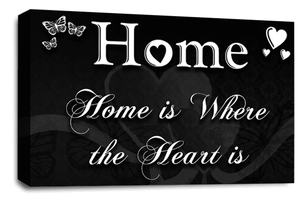 Home Love Wall Art Print Black White Quote Framed Canvas Picture Ready to Hang
