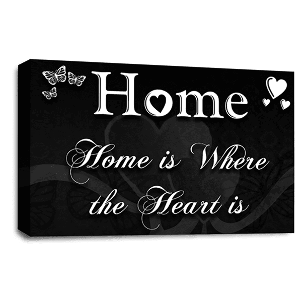 Home Love Wall Art Print Black White Quote Framed Canvas Picture Ready to Hang