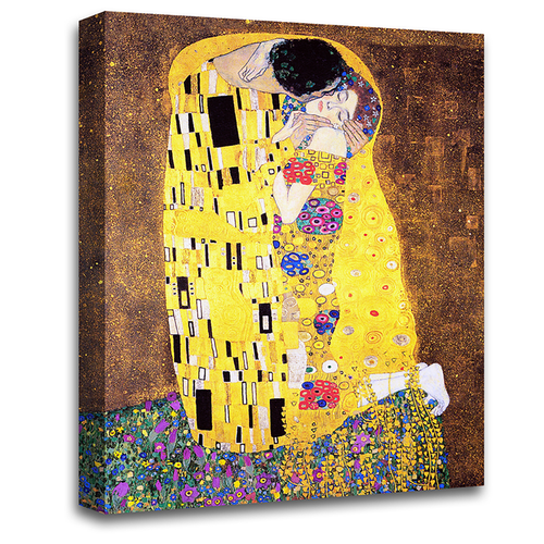 The Kiss Art Print Gustav Klimt Framed Yellow Canvas Print Ready to Hang