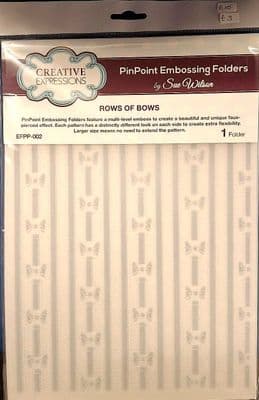Creative Expressions A4 PinPoint Embossing Folder - Rows of Bows