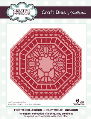 Creative Expressions Die Set - Holly Wreath Octagon