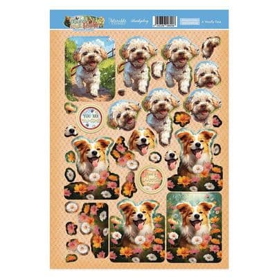 Hunkdory Decoupage Topper Sheet - Playful Pals A Woofly Time