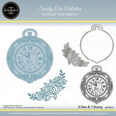 Jamie Rodgers Crafts Stamp & Die Set - Shabby Chic Vintage Fob Watch