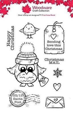 Woodware Christmas Stamp - Owl Christmas Mail