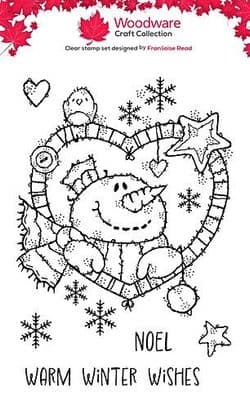 Woodware Christmas Stamp - Snowman Heart