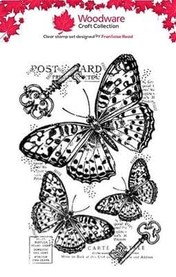 Woodware Stamp - Three Butterflies