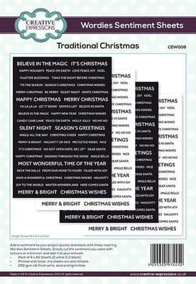 Wordies Sentiment Sheet - Traditional Christmas