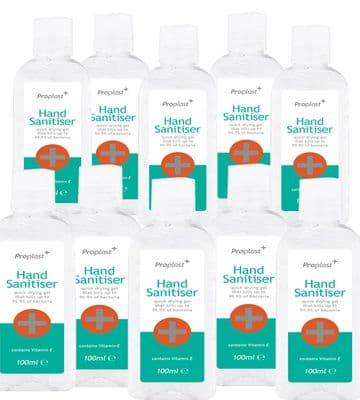 10 x 100ml Hand Sanitising Ge l- Quick Drying Gel Sanitiser