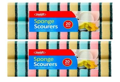 2  x  20 PACK of KITCHEN SPONGE SCOURERS - Kitchen dish Washing Sponges (1)