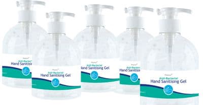 5 x 500ml Hand Sanitising Gel Pump Bottle - Quick Drying Sanitiser Gel