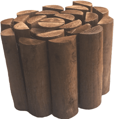 Garden Log Border Edging Roll (Brown) 1.8 Metres Length x 22cm Height - Flower Bed, Lawn, Path