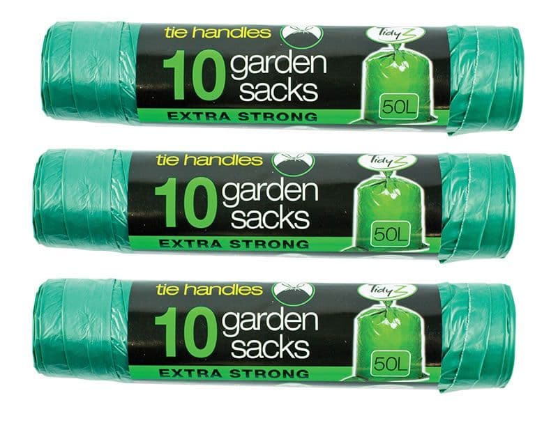 Garden Rubbish Bags Green Heavy Duty 50 litres 10 Pack 89cm Extra Strong