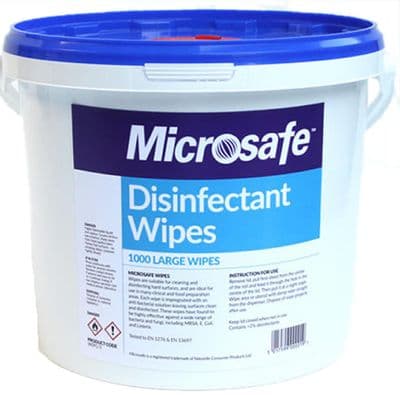 MICROSAFE Disinfectant Wipes 1000 Large Anti-Bacterial  Surface Disinfection Wipes 200mm x 200mm