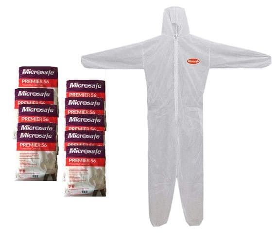 MICROSAFE WHITE BOILER SUITS - SMALL to 3XL Disposable Coveralls CAT 3 TYPE 5, 6
