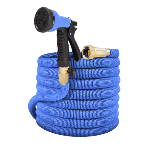 100ft Expandable Garden Hose Kit with Brass Fittings and 7-Pattern Nozzle - Complete Watering Kit