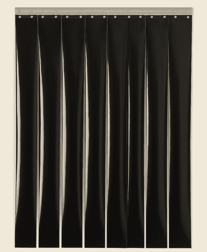 1M x 2M Black Opaque PVC Curtain Set