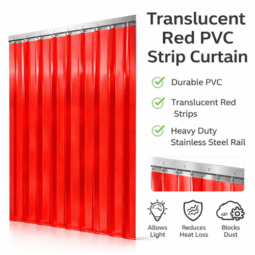 2mm x 200mm PVC Strip Curtain Kit Translucent Red