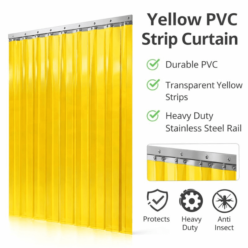 2mm x 200mm PVC Strip Curtain Kit Transparent Yellow