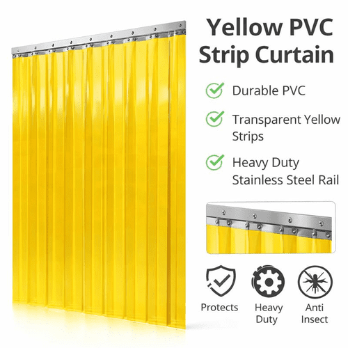 2mm x 200mm PVC Strip Curtain Kit Transparent Yellow