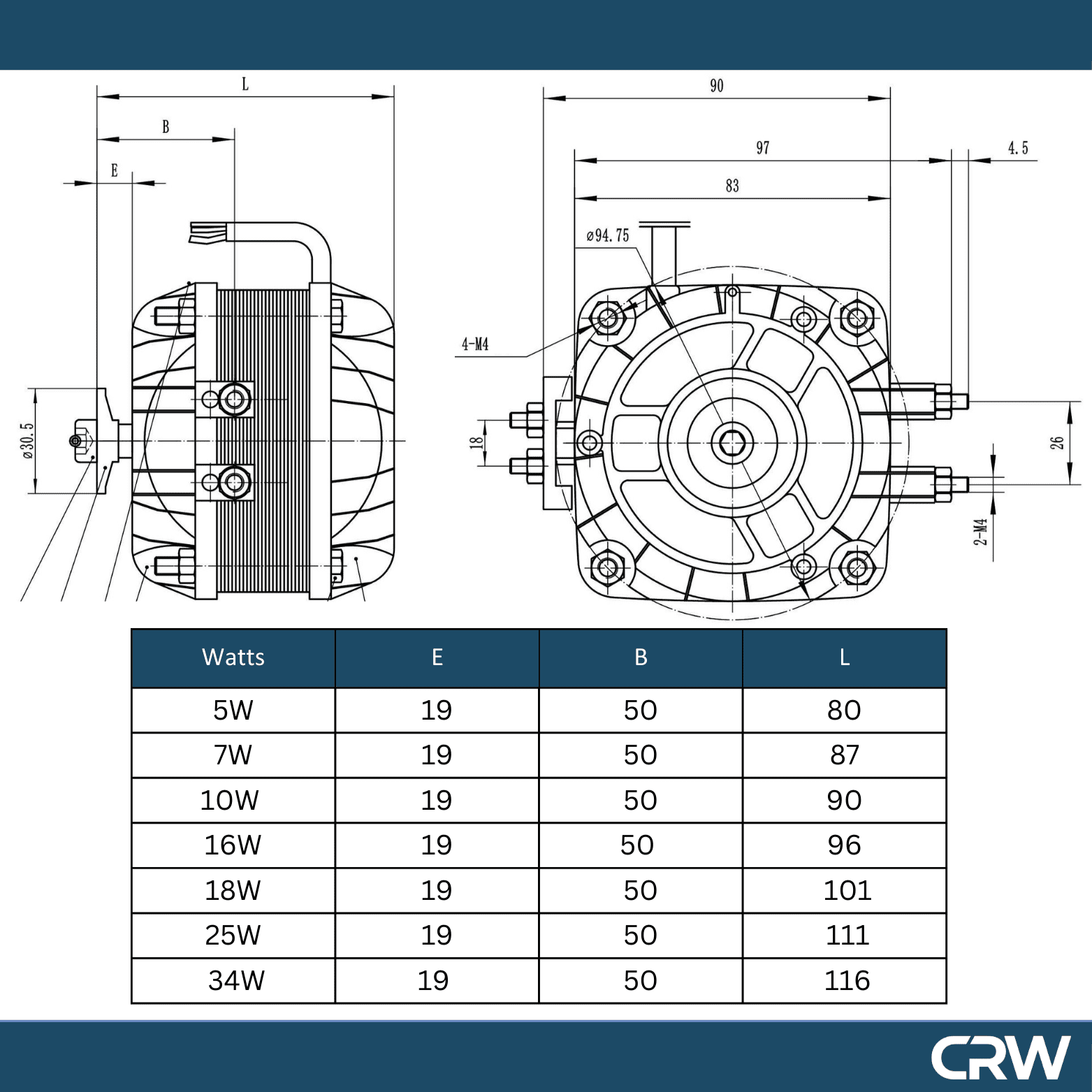 FM-34W Refrigeration Fan Motor Pump House FM-34W Multi-Fit Fan Motor - Replacement Motor For Commercial Refrigeration & Ventilation Ventilation Equipment Parts