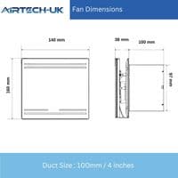 AirTech-UK 100mm (4 Inch) Black Glass Bathroom Extractor Fan with Humidistat & Timer – Silent Ventil
